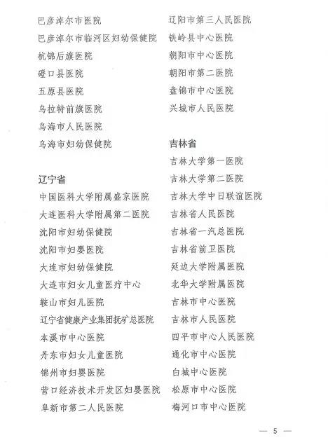 试点医院名单