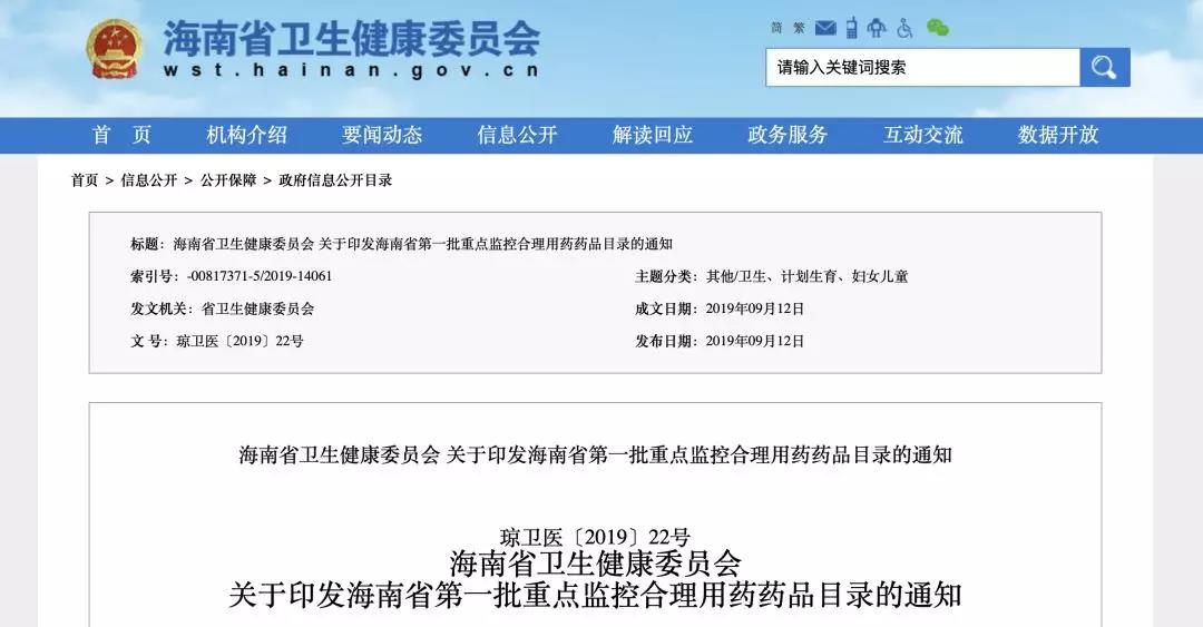 海南省公布重点监控目录，涉中药品种