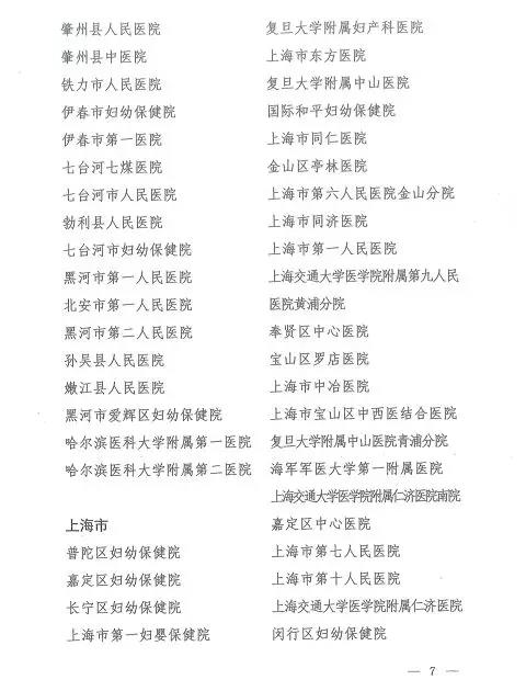 试点医院名单