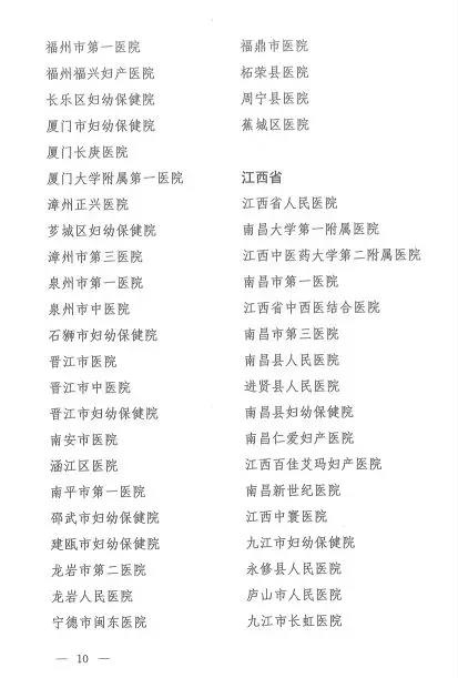 试点医院名单