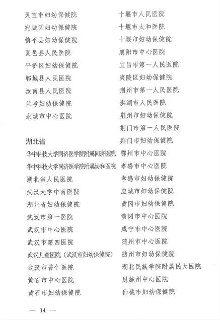 试点医院名单