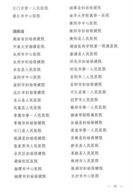 试点医院名单
