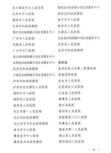 试点医院名单