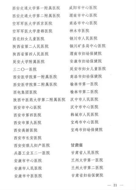 试点医院名单