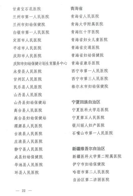 试点医院名单