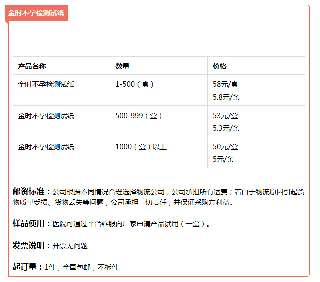 5元/条▶昆明云大金时不孕检测试纸