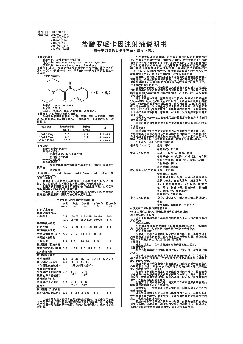 罗哌卡因规格图片