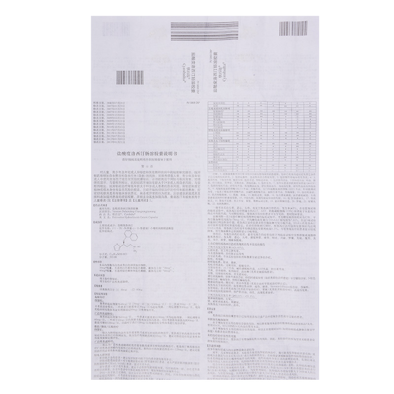 欣百达 盐酸度洛西汀肠溶胶囊