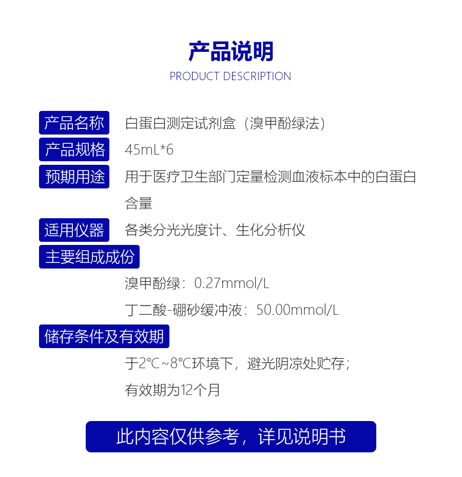 白蛋白测定试剂盒(溴甲酚绿法)